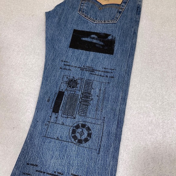 Levi's 501 Men's 29x34 Jeans Jaden Smith Collaboration Screen Print Blue Denim - Picture 4 of 12